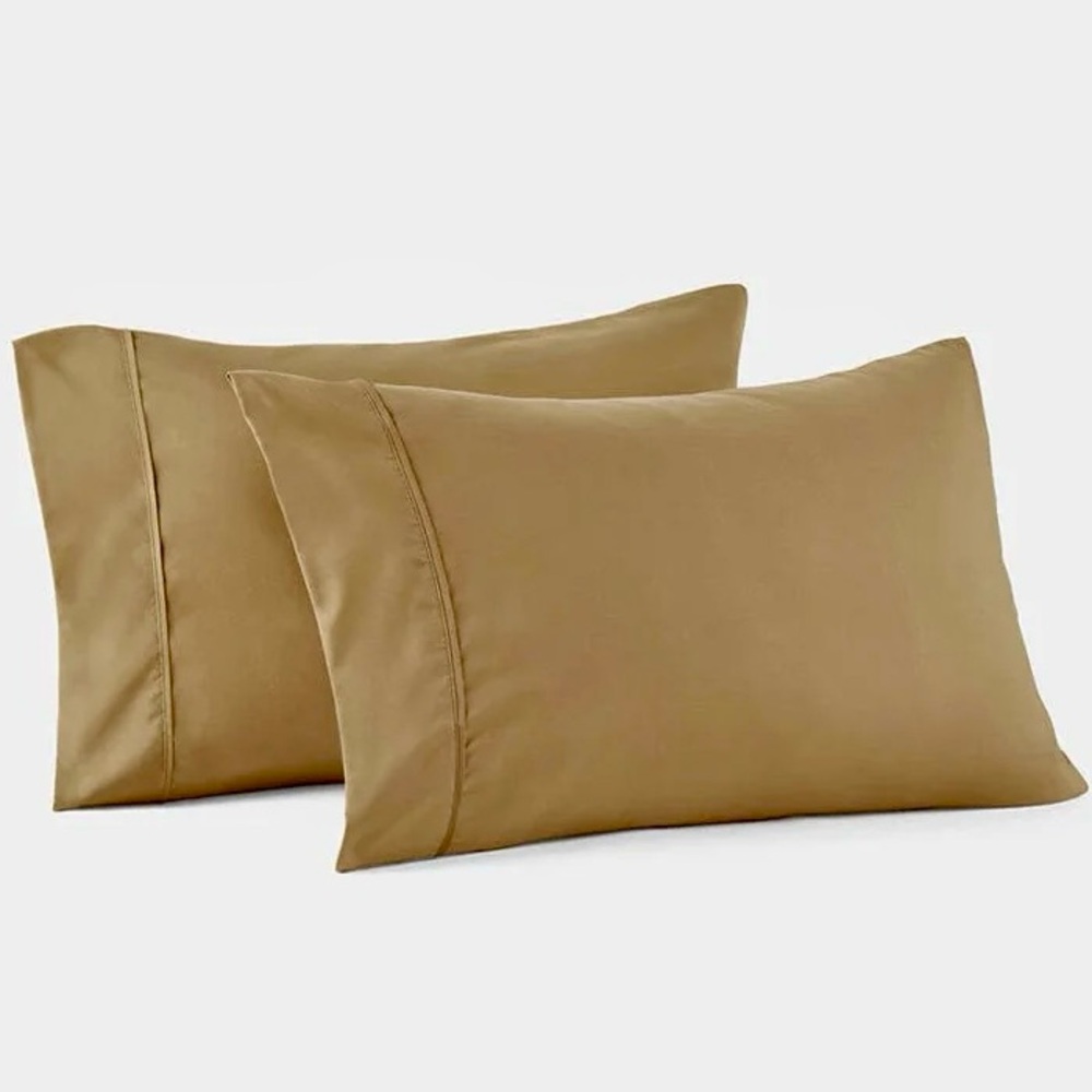 CANOPY 100% Cotton Full Queen Standard Gold Tan Pillowcase Set